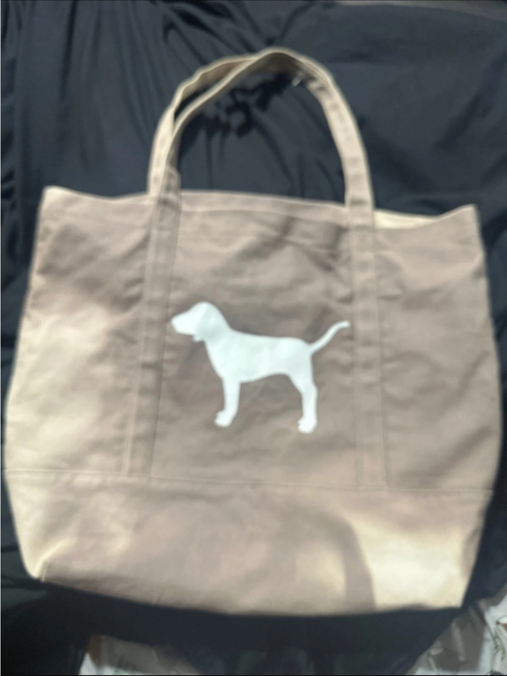 PINK Canvas Tote Bag in Tan